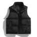 Men's Quilted Vest Jacket – Streetwear Puffer Sleeveless Coat With Zip Closure (M-4XL, Black/White)_voghion.com