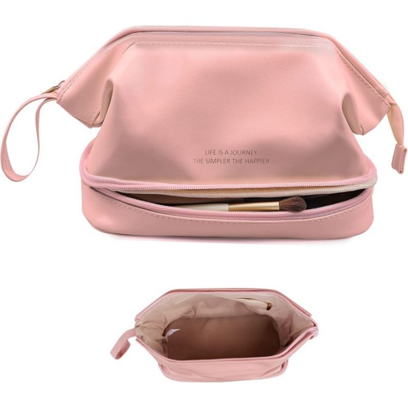 Women's cloud shaped makeup bag with double-layer design, portable for business trips, travel, toiletries, makeup supplies, toiletries, storage bag_voghion.com
