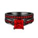Ready Stock Punk Red Square Zircon Couples Wedding Rings Matching For Women Man Ring Set Wholesale Accessories Bulk Stainless Steel_voghion.com