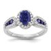 10k White Gold 1/3 Carat Lab Grown Diamond VS/SI+ G+ And Oval Lab Created Blue Sapphire Ring_voghion.com