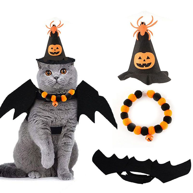New Atmosphere Accessories Set Halloween Cat Costume Pet Transformation Outfit_voghion.com