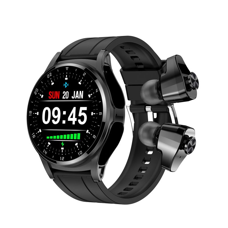New GT66 smartw with heart rate, blood oxygen, TWS earphones, 2-in-1 dual Bluetooth communication, NFC multi sport_voghion.com