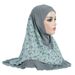 Malay style 8-15 year old girl crystal linen printed chiffon patchwork hat headscarf H326_voghion.com
