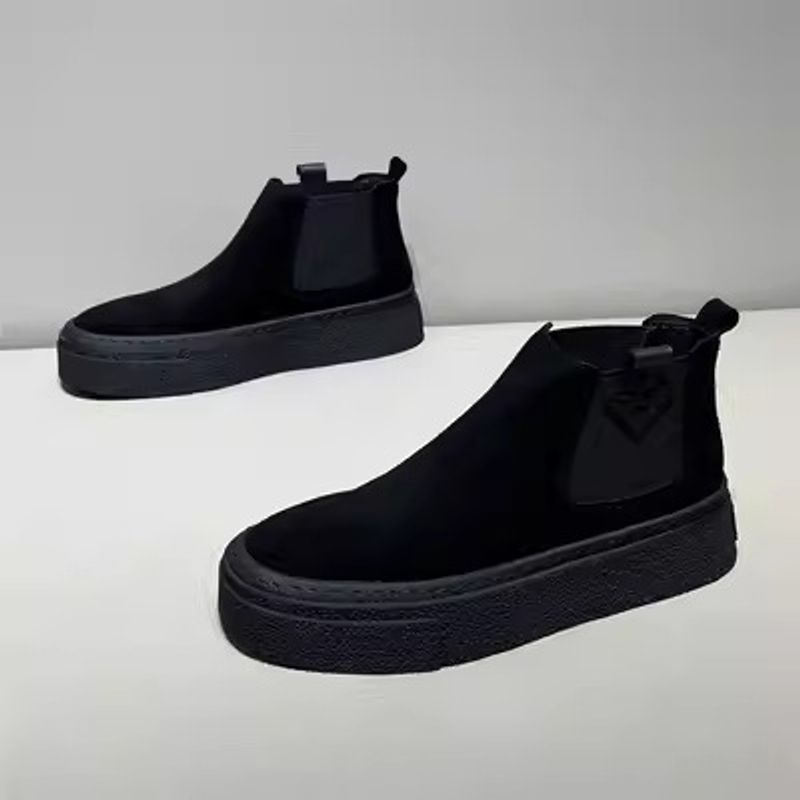 Zapatos de suela gruesa de media caña para hombre, de moda, informales, duraderos y versátiles, de ante Martin, para primavera y otoño._voghion.com
