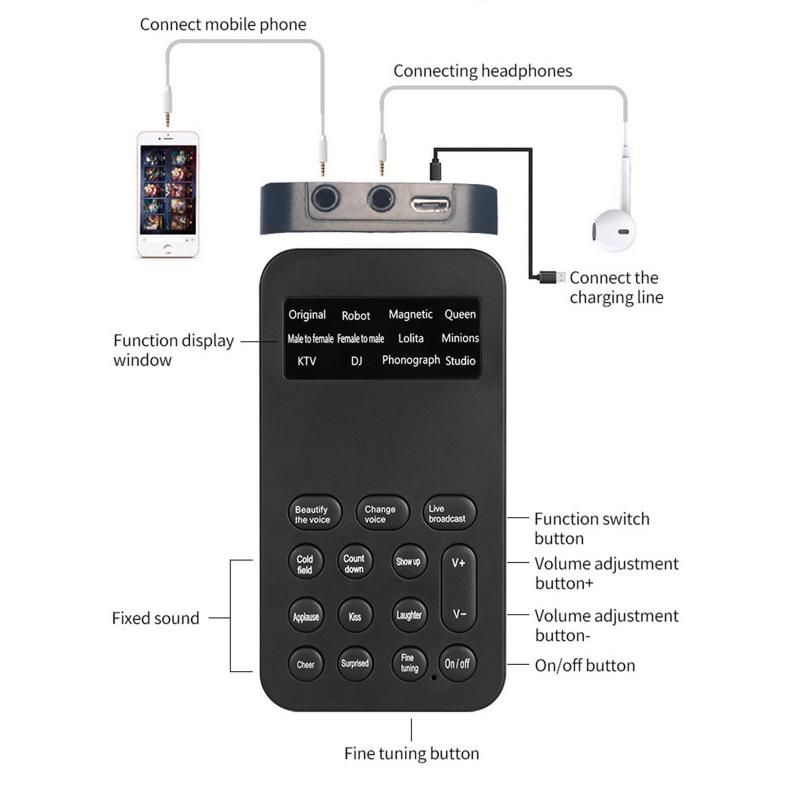 Nowy zmieniacz Mini przenośny 8 zmieniający modulator z regulowanymi funkcjami głosu telefon komputer karta dźwiękowa mikrofon narzędzie_voghion.com