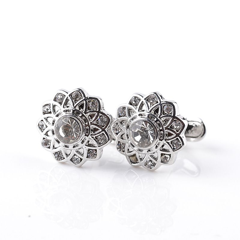 new round French cufflinks fashion diamond cufflinks cuff nails fashion clothing shirt accessories_voghion.com
