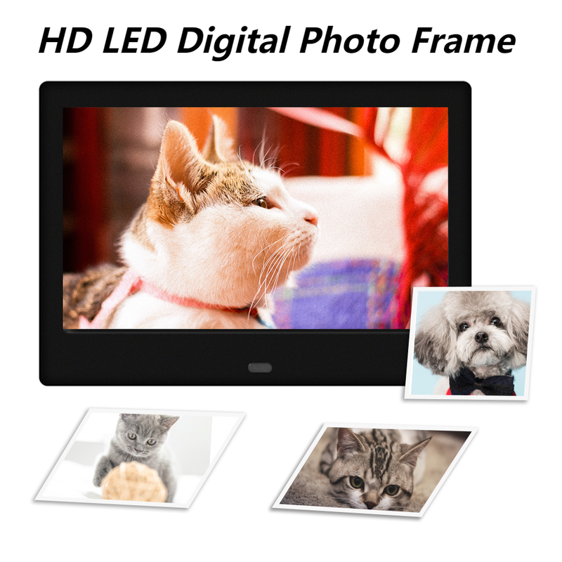 7inch HD LED Digital Frame Clock Calendar 800x480 Smart Electronic Photo Album MP3 MP4 Music Player With Remote Control_voghion.com