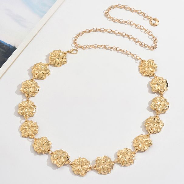 Damen Metallkette Taillenmieder Blumengürtel Accessoire für Kleider und Pullover_voghion.com