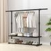 Adjustable Double Rod Clothing Rack - Freestanding Garment Hanger With Wheels (Modern Iron Frame, Space-Saving For Home & Store Use)_voghion.com
