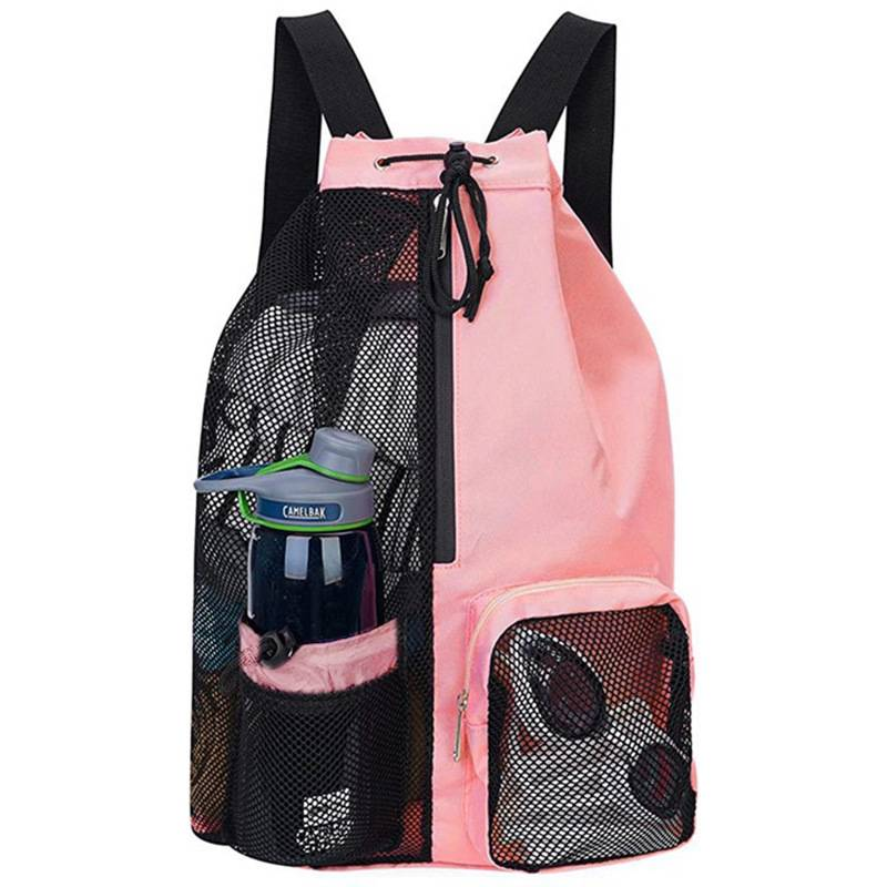 Designer fashion new swimming bag mesh drawstring backpack with wet bag beach backpack, gym and exercise kit bag_voghion.com