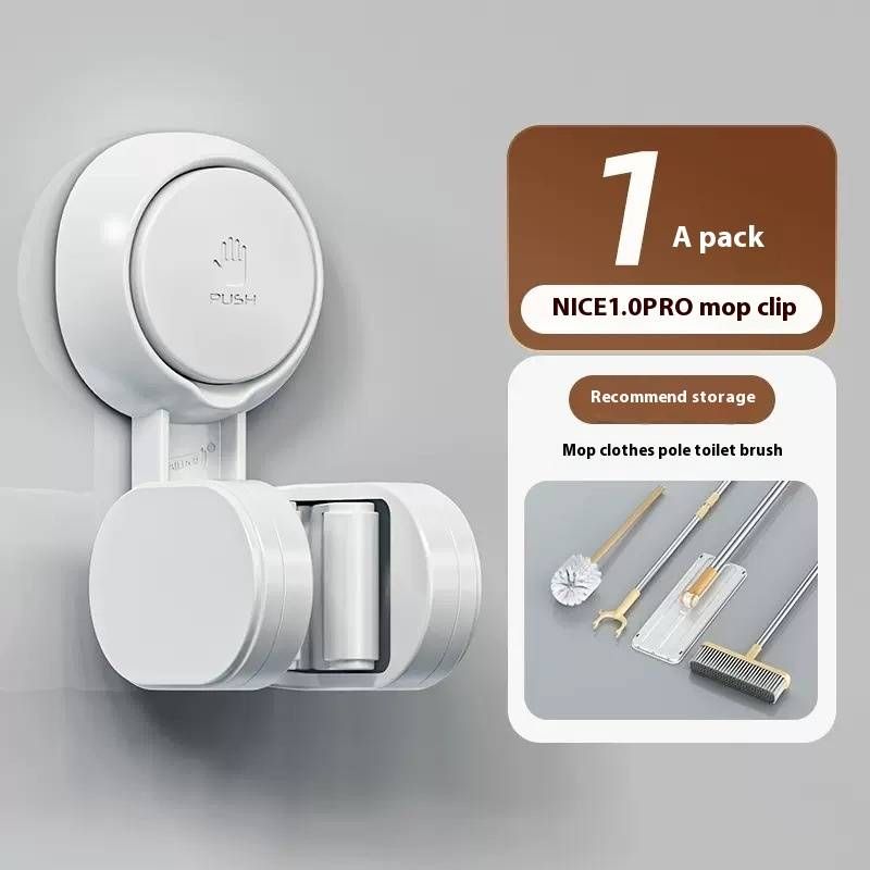No Drill Wall Mount Broom Holder - Strong Adhesive Mop Hanger For Bathroom & Kitchen (2-Pack) - Space Saving Organizer For Brooms_voghion.com