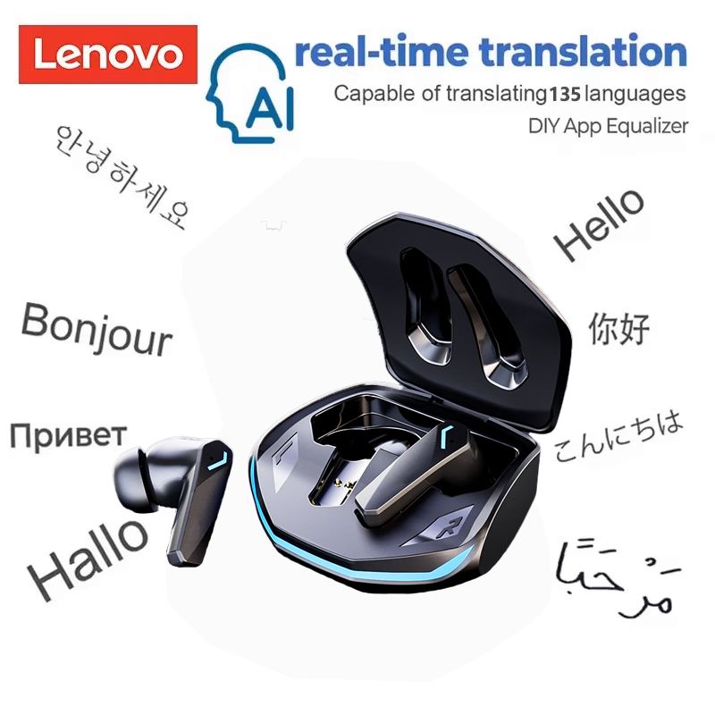Lenovo GM2 Pro AI Wireless Bluetooth Earphone AI Meeting Record Earbuds Real-time Translation With Smart Touch Headset_voghion.com
