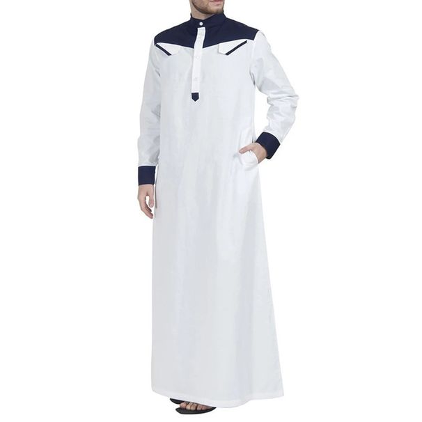 Herrenbekleidung, muslimische Herren-Türrohrfarbe, Patchwork, lange Robe, Herrenrobe_voghion.com