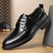 Voyage Woodpecker Business Casual Formal Leather Men's Korean Style Trendy British Pointed High-End Soft Sole Derby Shoes_voghion.com