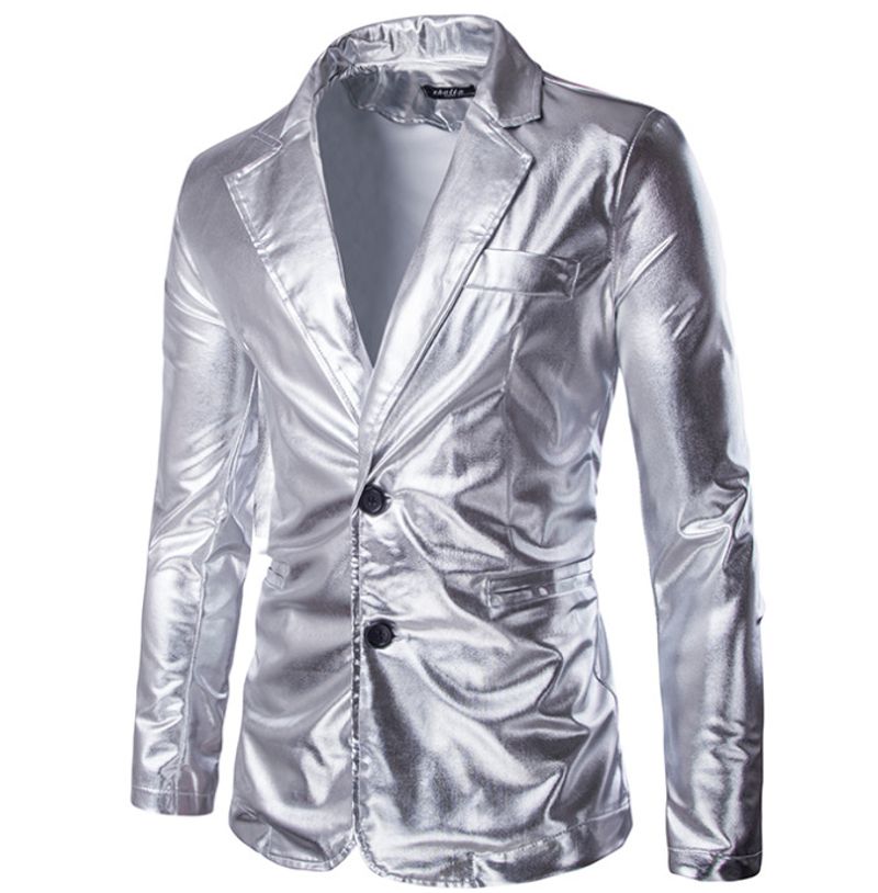 CT New Gold Foil Shiny Casual Suit Set Slim Fit Men's Blazer ZT-A11_voghion.com
