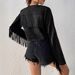 2025 New Coat Women's Fashion Solid Color Tassel Rivet Design Front Open Short Jacket_voghion.com