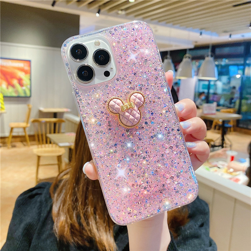 Jauks 3D multfilmas Bling Glitter Clear silikona telefona maciņš tālrunim iPhone 14 13 Pro Max 12 11 X XS XR 7 8 Plus SE mīksts aizsargvāciņš_voghion.com