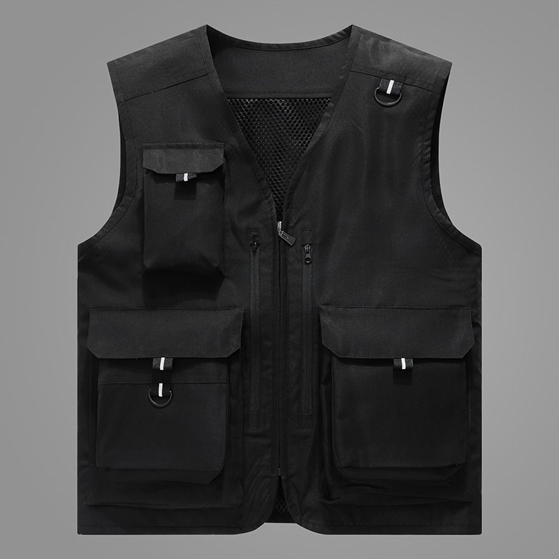 Lightweight Men's Fishing Vest With Multiple Pockets - Breathable Outdoor Workwear Waistcoat For Spring & Summer_voghion.com