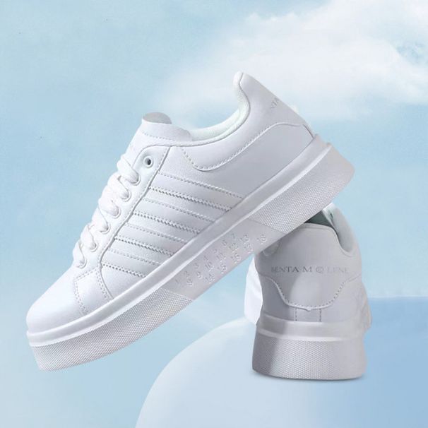 Sneakers bianche a tre strisce, stile coppia, primavera e autunno, traspiranti, comode, casual, da campus, versione coreana, versatili_voghion.com