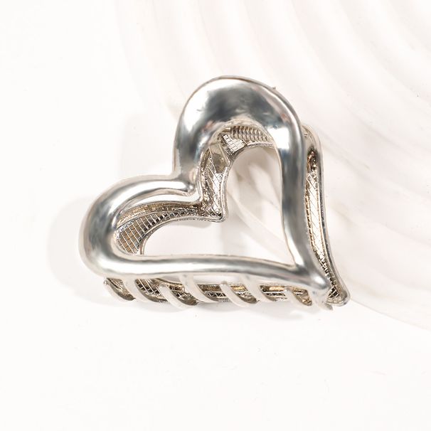 Estetik Gümüş Tonlu Metal Pençe Klips - Kore Zarif Baş Arkası Minimalist Boş Topuz Köpekbalığı Klips_voghion.com