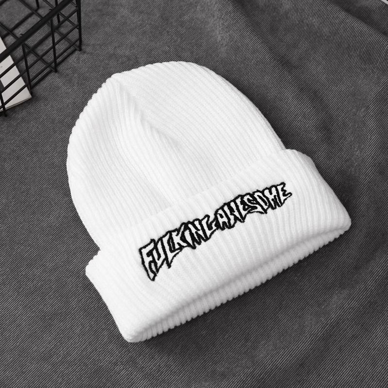 New Knitted Wool Hat for Men's Fashion Autumn and Winter Letters Embroidered Knit Hat for Children's Warmth Pile Hip Hop Wool Hat_voghion.com