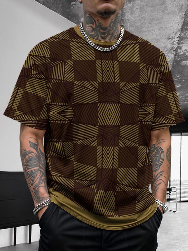 Nuovo design estivo da uomo, retrò, comodo, casual, elasticizzato, slim, basic, a maniche corte_voghion.com