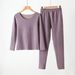 Silk seamless thermal underwear women's autumn clothes and pants with thick velvet round neck winter base two-piece set_voghion.com