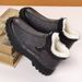 Winter Cotton With Fleece Lining, Thickened, Warm, Non-Slip, Leather Surface, Waterproof, Men's Casual Shoes, Work Shoes_voghion.com