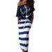 Women's Two-Piece Off-Shoulder Navy Anchor Print Skirt Set For Women_voghion.com