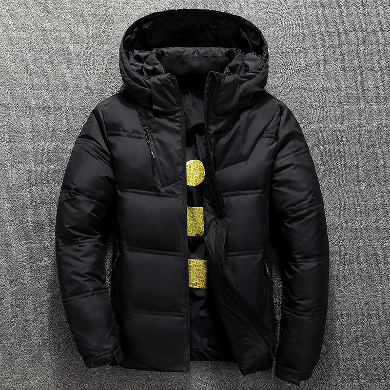Herrenbekleidung Neue Daunenjacke mit schmaler Passform, verdickte und warme Freizeitjacke mit Kapuze für Jugendliche, Herrenbekleidung_voghion.com