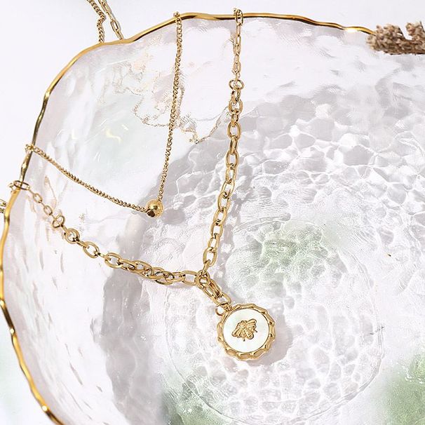 Vintage Bee Fritillaria Acciaio al titanio con design a doppio strato e nuova collana alla moda_voghion.com