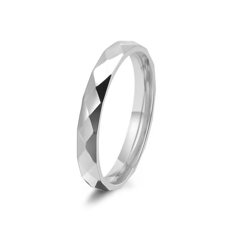 8mm Faceted Diamond Pattern Tungsten Steel Men's Gold Ring Non-Fading Single Self-Defense Jewelry_voghion.com