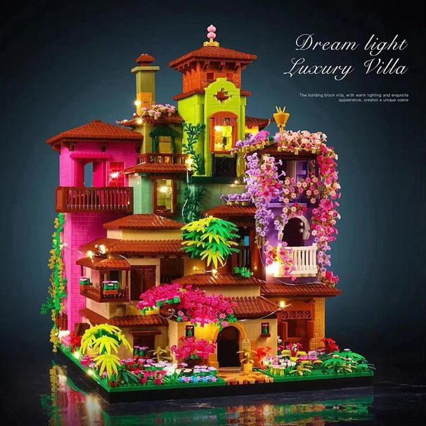 7080 PCS Magic Castle Sakura Haus Bausteine Stadtstraße Modell mit LED-Leuchten Mini Ziegel Spielzeug Kinder Weihnachtsgeschenke_voghion.com