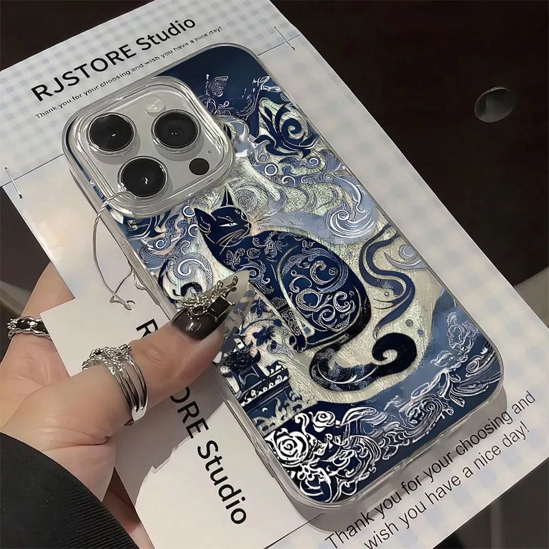 【 Collection 11000 personnes 】 Coque de téléphone Totem Cat bleu 16 pouces 15/14/13pro tout compris X/7/8 anti-chute 6plus_voghion.com