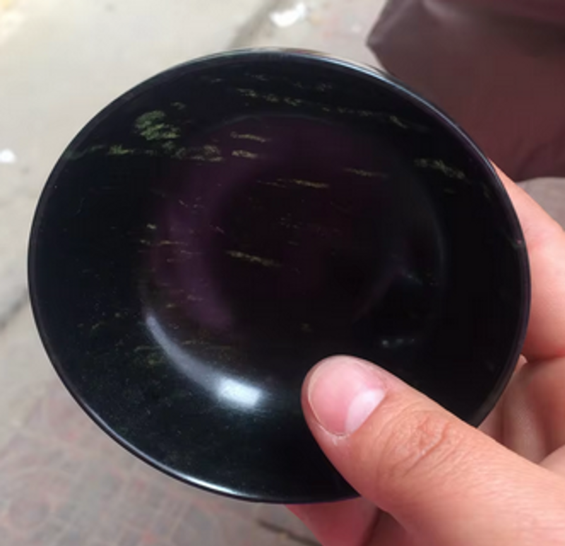 Chinese collection Natural Black sapphire Jade Carved Beautiful Natural black Color jade Bowl natural crafts_voghion.com