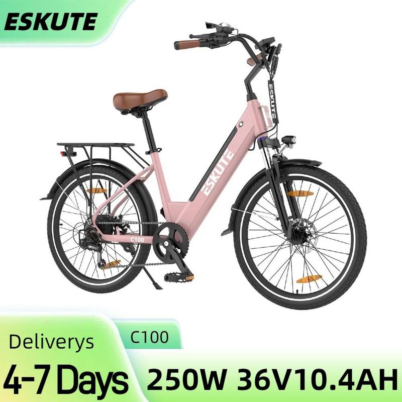 ESKUTE C100 Elektrische Fiets 26" Step-thru Commuter Ebike 250W 36V 10.4Ah Accu_voghion.com