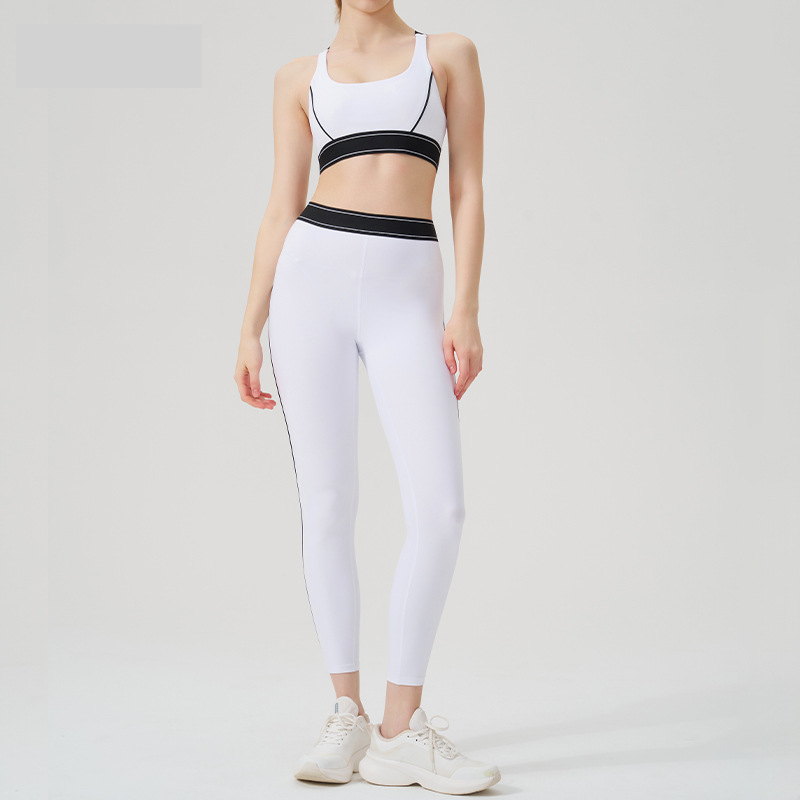 High Waist Sports Suit For Women Contrast Color Backless Tight Nude Yoga Suit Running Fitness Yoga Clothes Sports Underwear_voghion.com