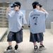Kids' Clothing Boys Summer Short Sleeved Polo Shirt Suit For Middle And Large Children Denim Pants Two Piece Suit_voghion.com