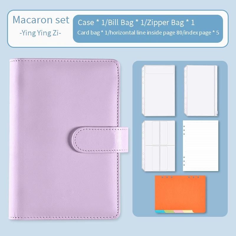 Refillable Notebooks A5 Loose Leaf Macaron Plan PU Notepad Cash Budget Handbook Loose Leaf Notebook_voghion.com