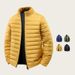 Chaqueta acolchada de invierno para hombre: abrigo ligero de poliéster con cuello alto y diseño cortavientos._voghion.com