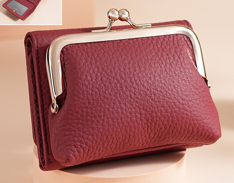 Nova moda feminina pequena carteira de couro genuíno japonês triplo boca bolsa de ouro cabeça camada couro de vaca moeda troco organizador bolsa feminina_voghion.com