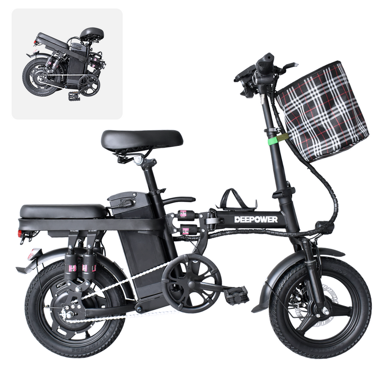 DeePower K306 Folding E-Bike 400W Motor 48V15Ah Removable Battery Electric Bicycle 14 Inch Tire Adults Commuting Electric Bike_voghion.com