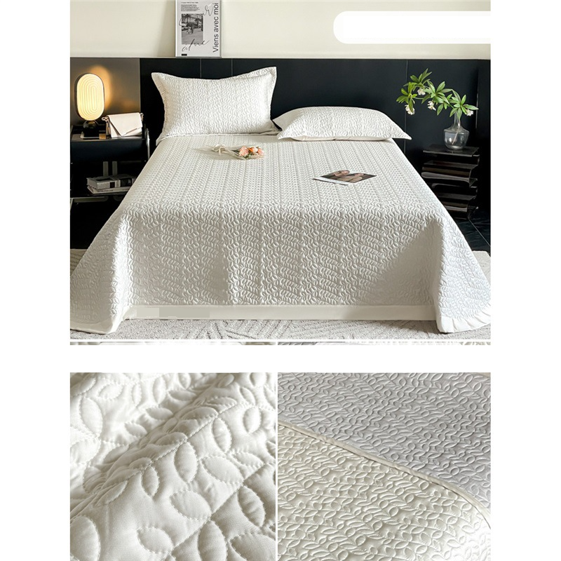 Light Luxury Solid Color 60 Count Tencel Bed Cover Three Piece Set Quilted Quilted Sheets Soft And Cool Summer Bedding_voghion.com