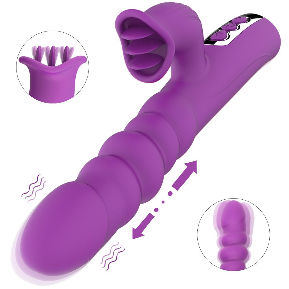 Vibratore telescopico intelligente, stimolazione, inserimento automatico ed estensione, leccamento della lingua, vibratore, prodotti per adulti femminili_voghion.com