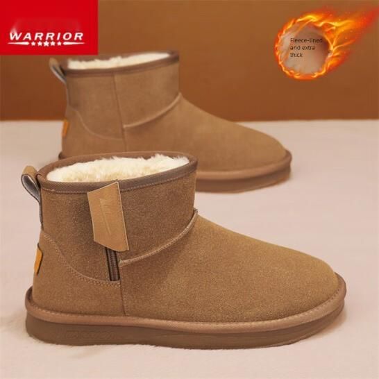Warrior Snow For Men And Women, Versatile Fleece-Lined Short Boots, Couple's Warm Boots 1275, Brown, Size 42_voghion.com