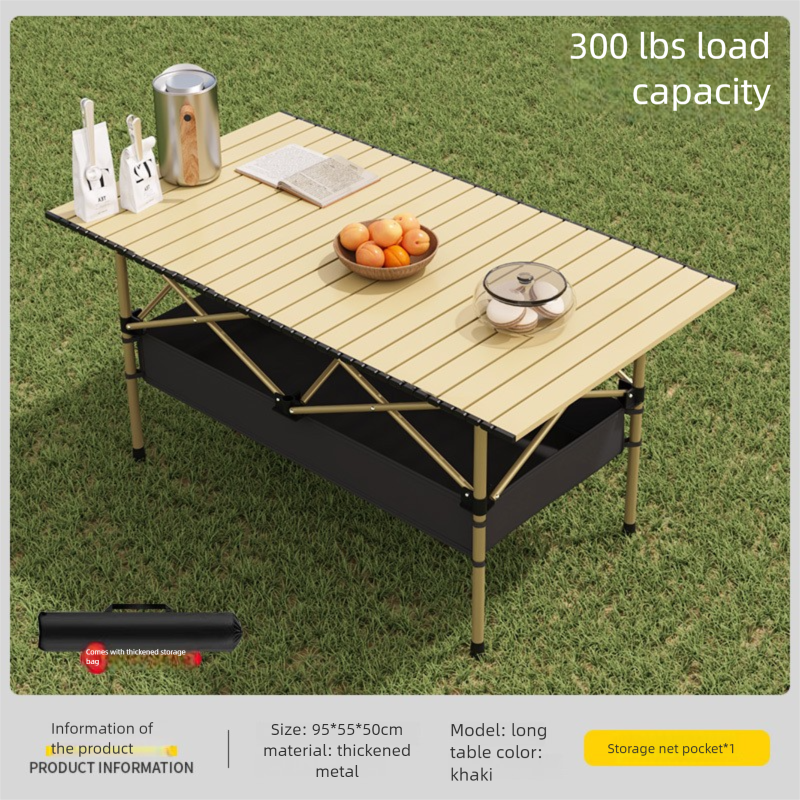 Outdoor Folding And Chair Board Portable Aluminum Alloy Ultra-light Picnic Table Egg Roll Camping Pack_voghion.com