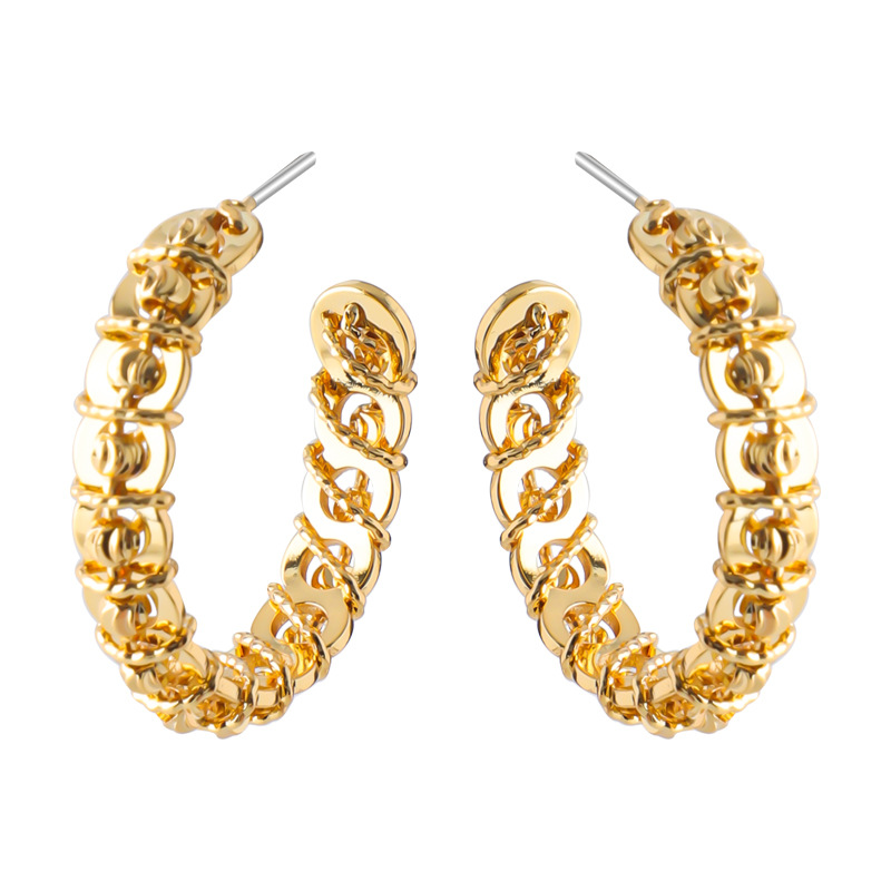 Women's earrings style simple high-end fashion high-end c-shaped hollow twisted rope earrings niche versatile high-end ins style earrings_voghion.com