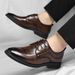 Euro Step Large Size Men's Leather 2025 Spring New Brogue Business For Men Office Shoes_voghion.com