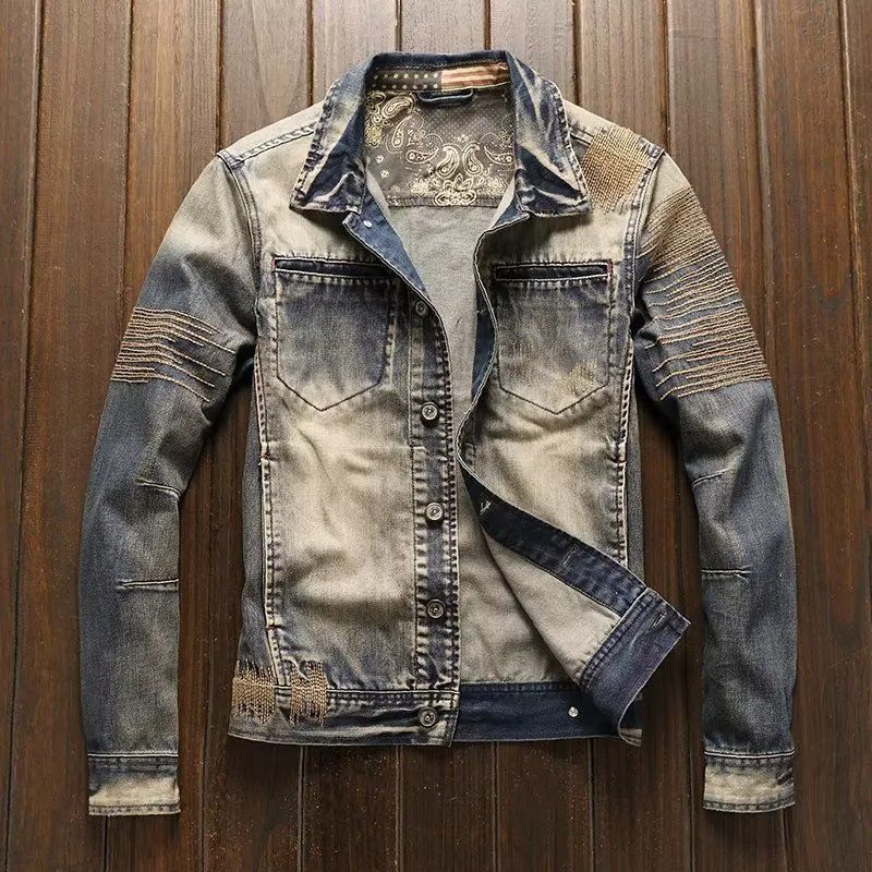 Veste de cowboy pour homme, édition coréenne, printemps et automne, style boutique jeunesse, coutures cousues, marque tendance_voghion.com