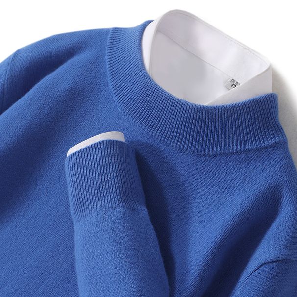 100% pure wool half high men's mid neck plus size knitted base sweater, loose cashmere sweater_voghion.com